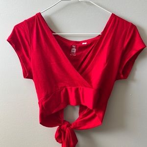 Pacsun Womens Red Cropped Tie Top
